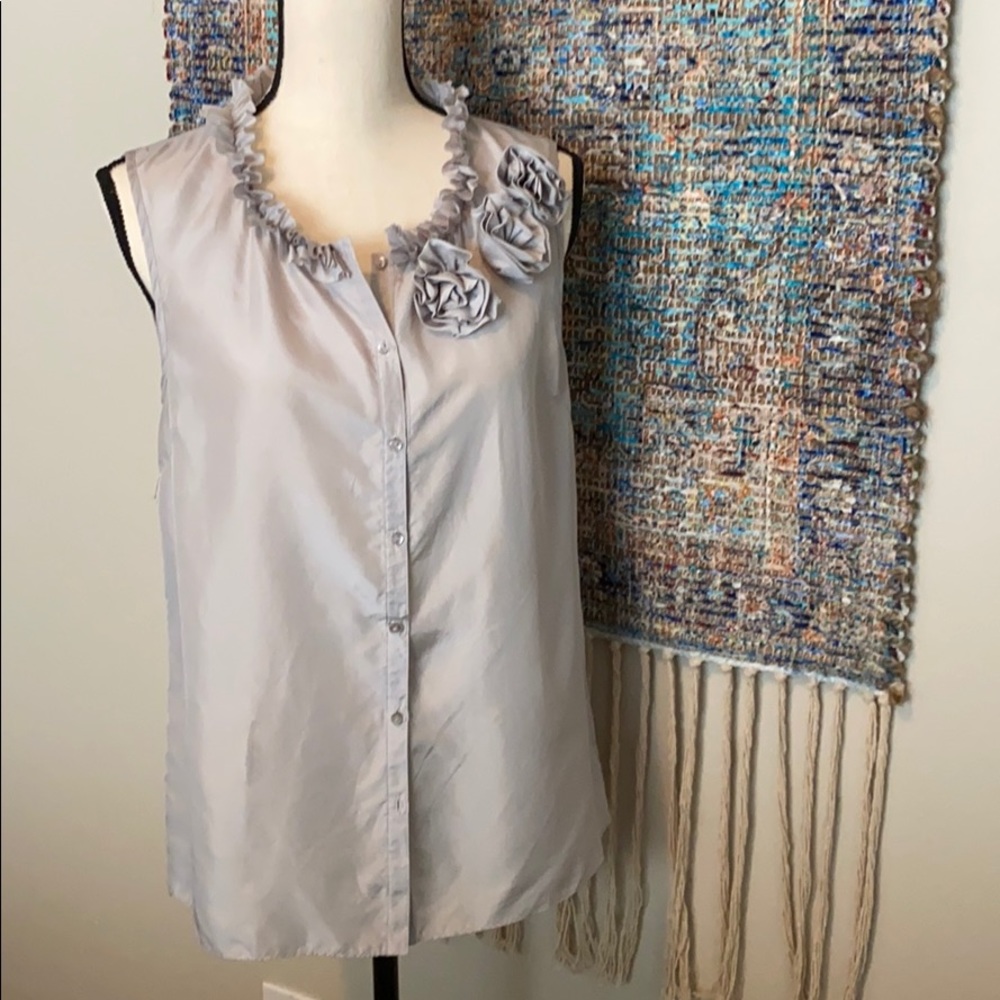 Cynthia Rowley grey silk top 🌈